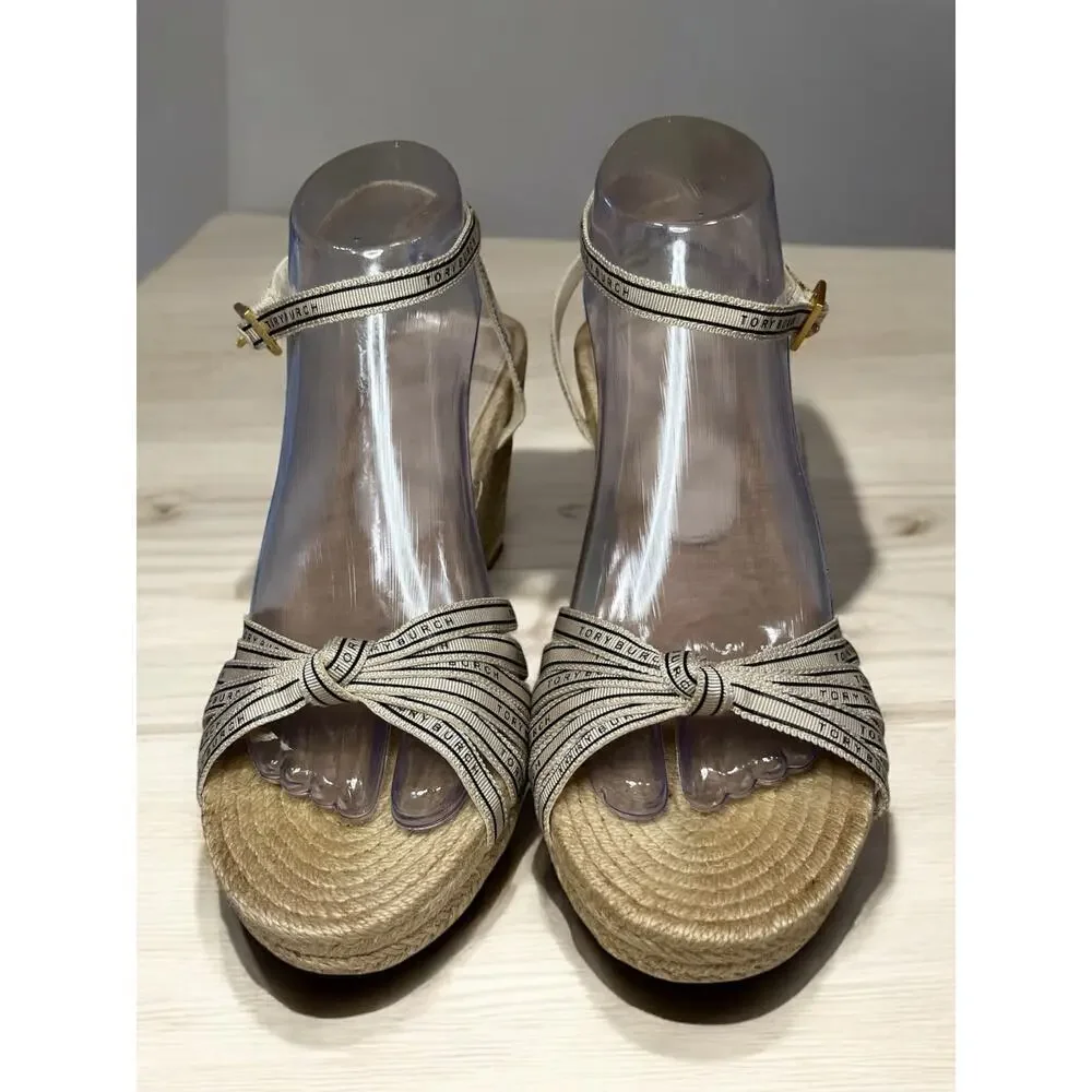Tory Burch Ribbon Wedge Espadrille 90MM Size 9.5M